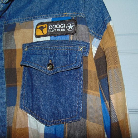 HUNT CLUB COOGIE JEAN DENIM & PLAID SHIRT - Picture 4 of 4